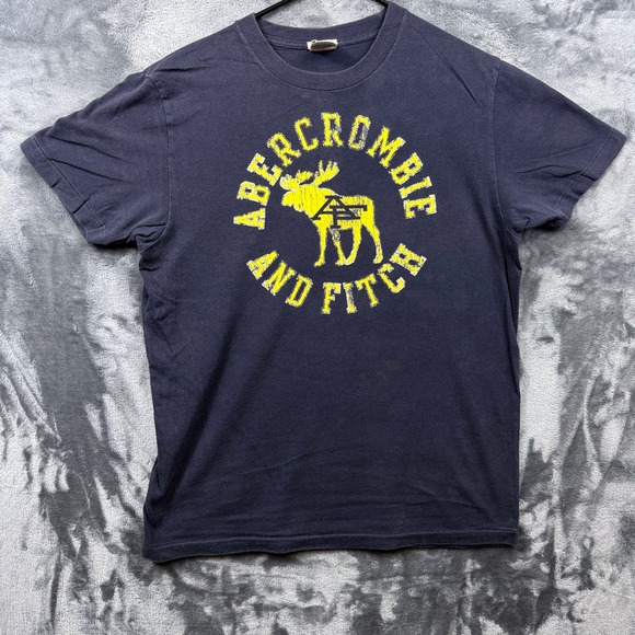 Abercrombie & Fitch Other - Abercrombie & Fitch T-Shirt Mens XL Blue Muscle Fit Distressed Moose Logo Tee